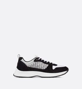 B25 Runner Sneaker • Black Suede with White Technical Mesh and Black Dior Oblique Canvas