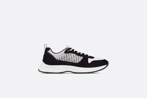 B25 Runner Sneaker • Black Suede with White Technical Mesh and Black Dior Oblique Canvas