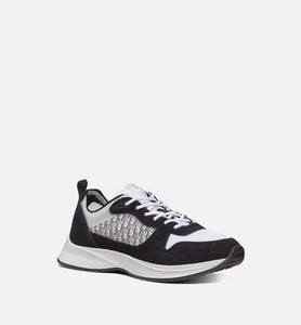 B25 Runner Sneaker • Black Suede with White Technical Mesh and Black Dior Oblique Canvas