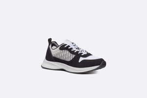 B25 Runner Sneaker • Black Suede with White Technical Mesh and Black Dior Oblique Canvas