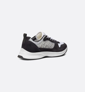 B25 Runner Sneaker • Black Suede with White Technical Mesh and Black Dior Oblique Canvas