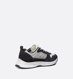 B25 Runner Sneaker • Black Suede with White Technical Mesh and Black Dior Oblique Canvas