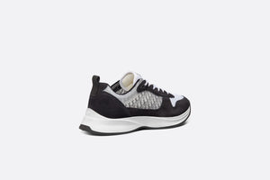 B25 Runner Sneaker • Black Suede with White Technical Mesh and Black Dior Oblique Canvas