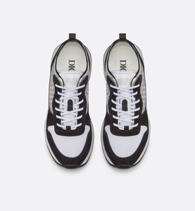 B25 Runner Sneaker • Black Suede with White Technical Mesh and Black Dior Oblique Canvas