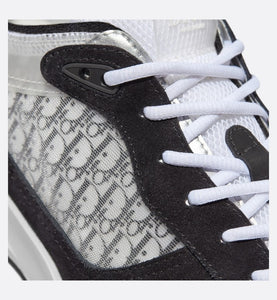 B25 Runner Sneaker • Black Suede with White Technical Mesh and Black Dior Oblique Canvas