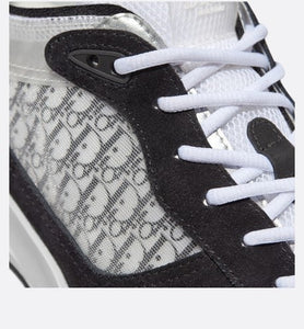 B25 Runner Sneaker • Black Suede with White Technical Mesh and Black Dior Oblique Canvas