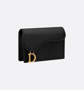 Saddle Flap Card Holder • Black Goatskin