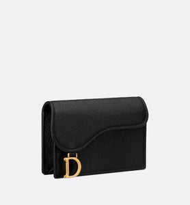 Saddle Flap Card Holder • Black Goatskin