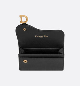 Saddle Flap Card Holder • Black Goatskin