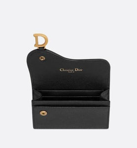 Saddle Flap Card Holder • Black Goatskin