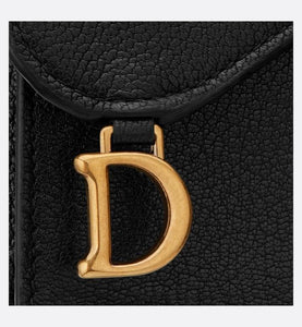 Saddle Flap Card Holder • Black Goatskin