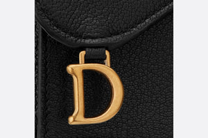 Saddle Flap Card Holder • Black Goatskin