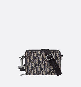 Pouch with Shoulder Strap • Beige and Black Dior Oblique Jacquard