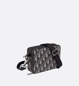 Pouch with Shoulder Strap • Beige and Black Dior Oblique Jacquard