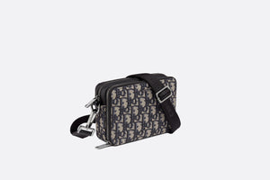 Pouch with Shoulder Strap • Beige and Black Dior Oblique Jacquard