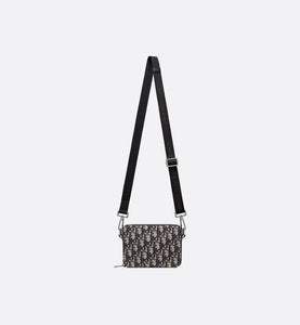 Pouch with Shoulder Strap • Beige and Black Dior Oblique Jacquard