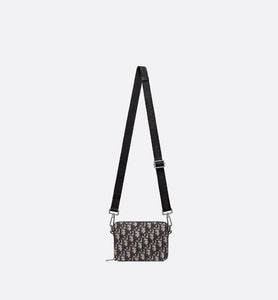 Pouch with Shoulder Strap • Beige and Black Dior Oblique Jacquard