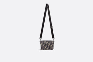 Pouch with Shoulder Strap • Beige and Black Dior Oblique Jacquard