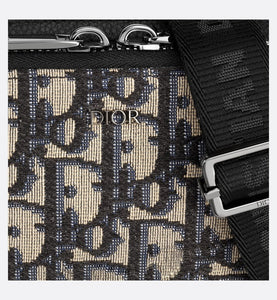 Pouch with Shoulder Strap • Beige and Black Dior Oblique Jacquard