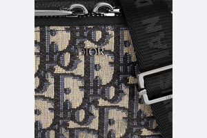 Pouch with Shoulder Strap • Beige and Black Dior Oblique Jacquard