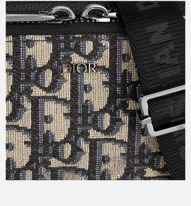 Pouch with Shoulder Strap • Beige and Black Dior Oblique Jacquard