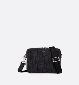 Pouch with Shoulder Strap • Black Dior Oblique Jacquard