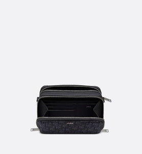 Pouch with Shoulder Strap • Black Dior Oblique Jacquard