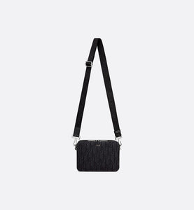 Pouch with Shoulder Strap • Black Dior Oblique Jacquard
