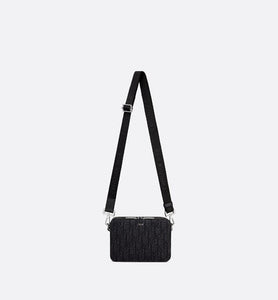 Pouch with Shoulder Strap • Black Dior Oblique Jacquard