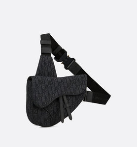 Saddle Bag • Black Dior Oblique Jacquard