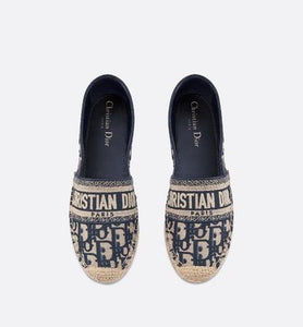 Dior Granville Espadrille • Deep Blue Dior Oblique Embroidered Cotton