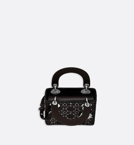 Mini Lady Dior Bag • Black Strass Cannage Satin