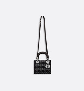 Mini Lady Dior Bag • Black Strass Cannage Satin