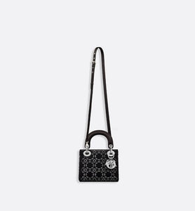 Mini Lady Dior Bag • Black Strass Cannage Satin