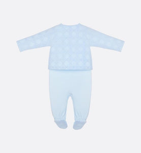 Cannage Sleepsuit • Sky Blue Cotton Poplin