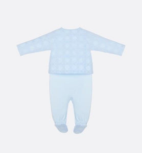 Cannage Sleepsuit • Sky Blue Cotton Poplin