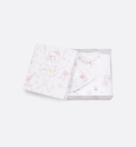 Newborn Gift Set • Powder Pink Cotton Satin with Toile de Jouy Print