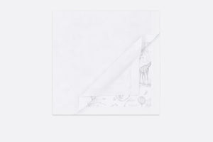 Blanket • White Cotton Knit Blanket with Gray Toile de Jouy Print