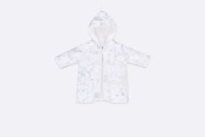 Bathrobe • Pale Blue Satin and White Cotton Terry with Toile de Jouy Print