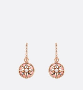 Rose Des Vents Earrings • Pink Gold, Diamonds and Pink Opal