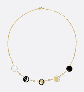 Rose Des Vents and Rose Céleste Necklace • Yellow and White Gold, Diamond, Mother-of-Pearl and Onyx