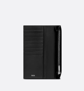 Vertical Long Wallet • Beige and Black Dior Oblique Jacquard
