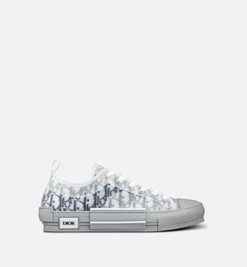 B23 Low-Top Sneaker • White and Navy Blue Dior Oblique Canvas