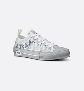 B23 Low-Top Sneaker • White and Navy Blue Dior Oblique Canvas