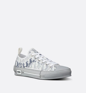 B23 Low-Top Sneaker • White and Navy Blue Dior Oblique Canvas