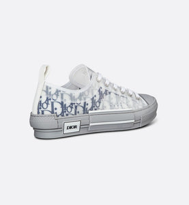 B23 Low-Top Sneaker • White and Navy Blue Dior Oblique Canvas