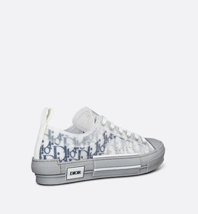 B23 Low-Top Sneaker • White and Navy Blue Dior Oblique Canvas