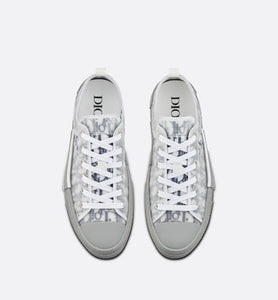 B23 Low-Top Sneaker • White and Navy Blue Dior Oblique Canvas