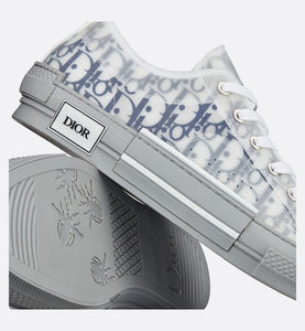 B23 Low-Top Sneaker • White and Navy Blue Dior Oblique Canvas