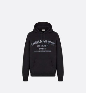 Oversized 'Christian Dior Atelier' Hooded Sweatshirt • Black Cotton Fleece